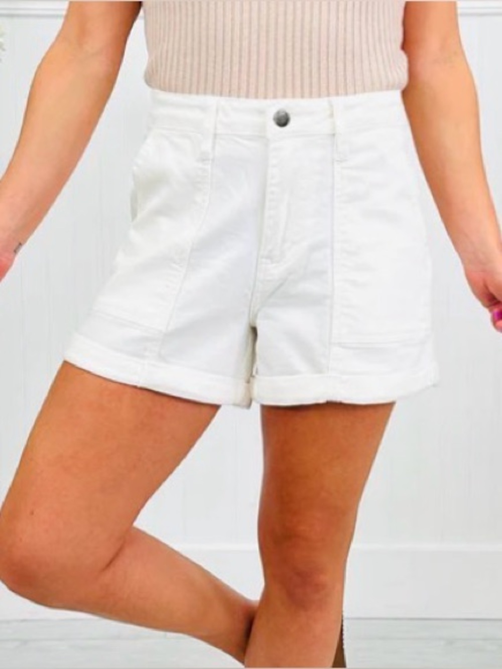 Judy Blue - Aurora Weekender Shorts - white